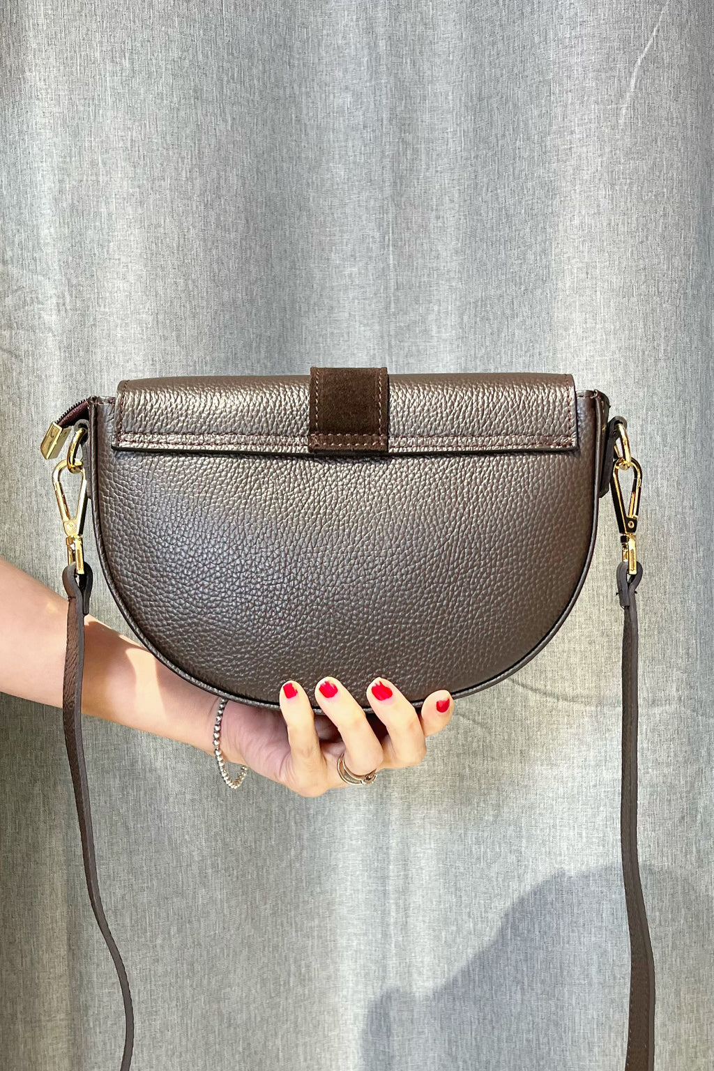 ZZ173 Brown Leather Suede Crossbody Bag
