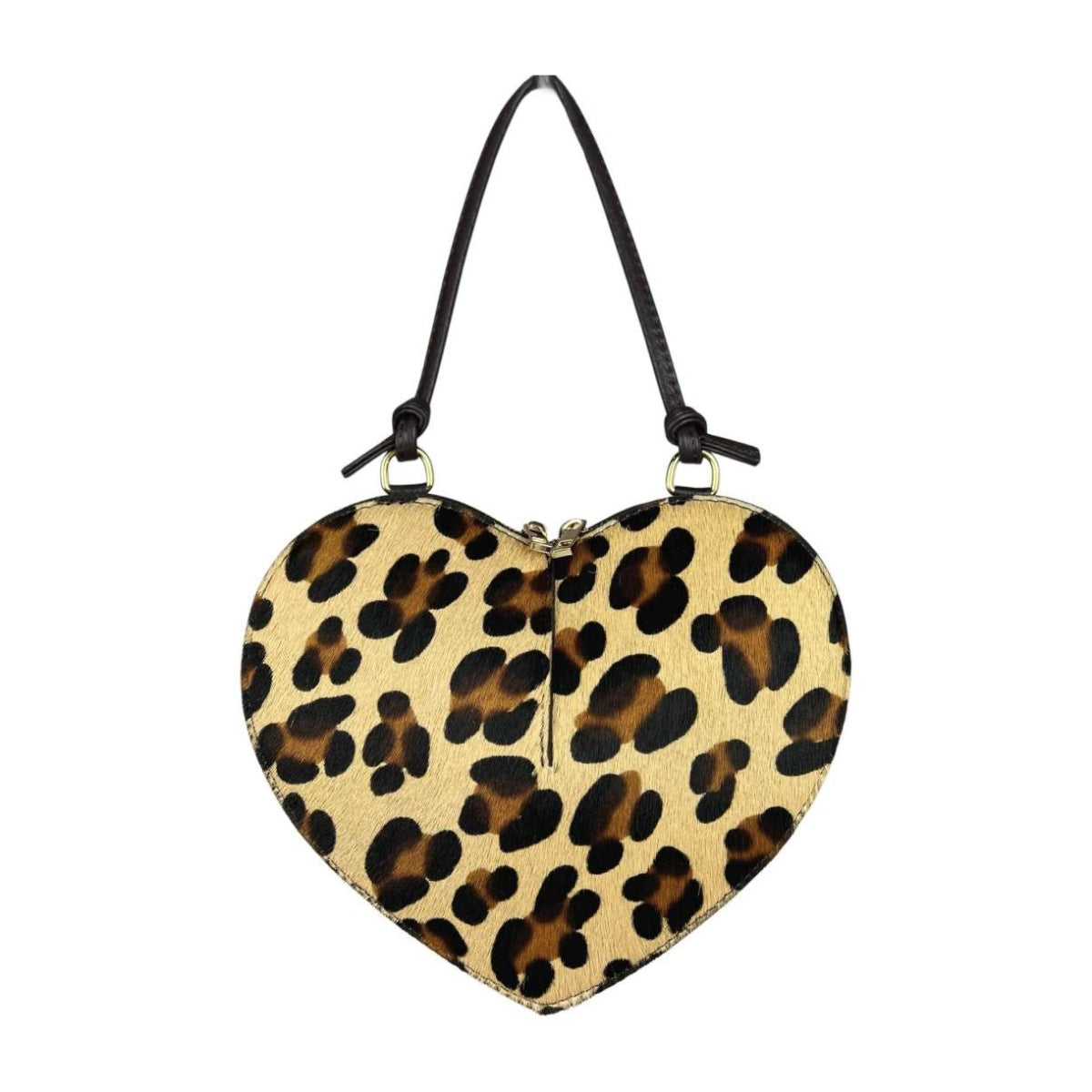 MI676 Leopard Pony Hair Heart Bag