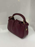 ST133 Burgundy Ruched Top Handle Bag