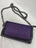 OF241 Italian Leather Purple Cow Hair Chained Crossbody Bag
