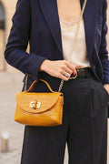 ZZ027 Mustard Croco Chain Crossbody Bag