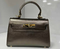 MELBMB Bronze Small Italian Leather Structured Lock Bag