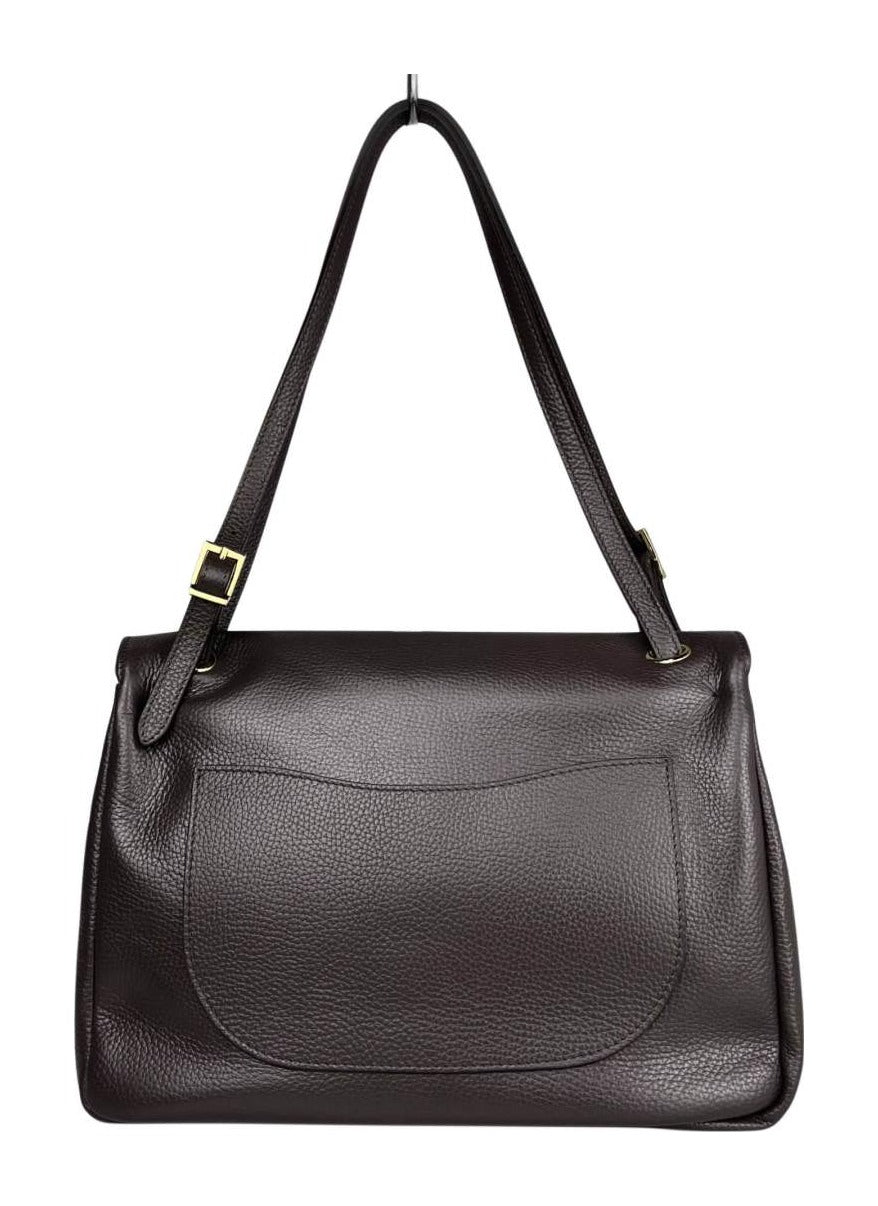 MI601 Dark Brown Leather Flap Bag