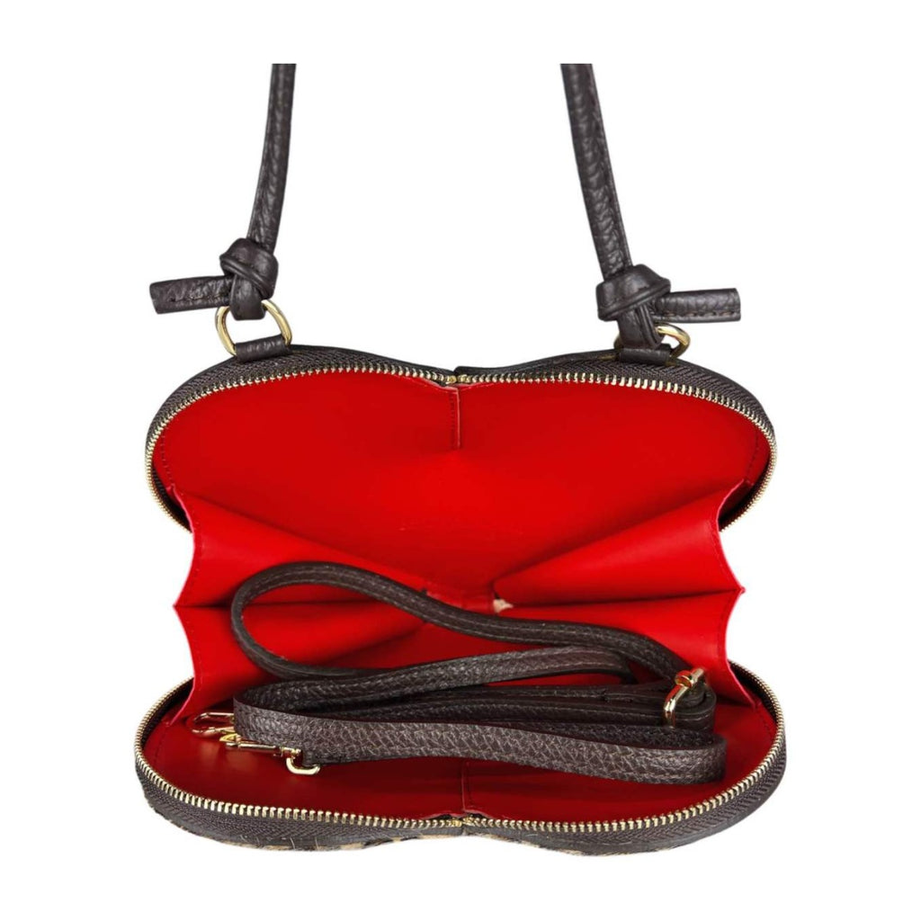 MI675 Small Spot Leopard Pony Hair Heart Bag