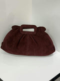 ST170 Burgundy Ruched Suede Handle Bag