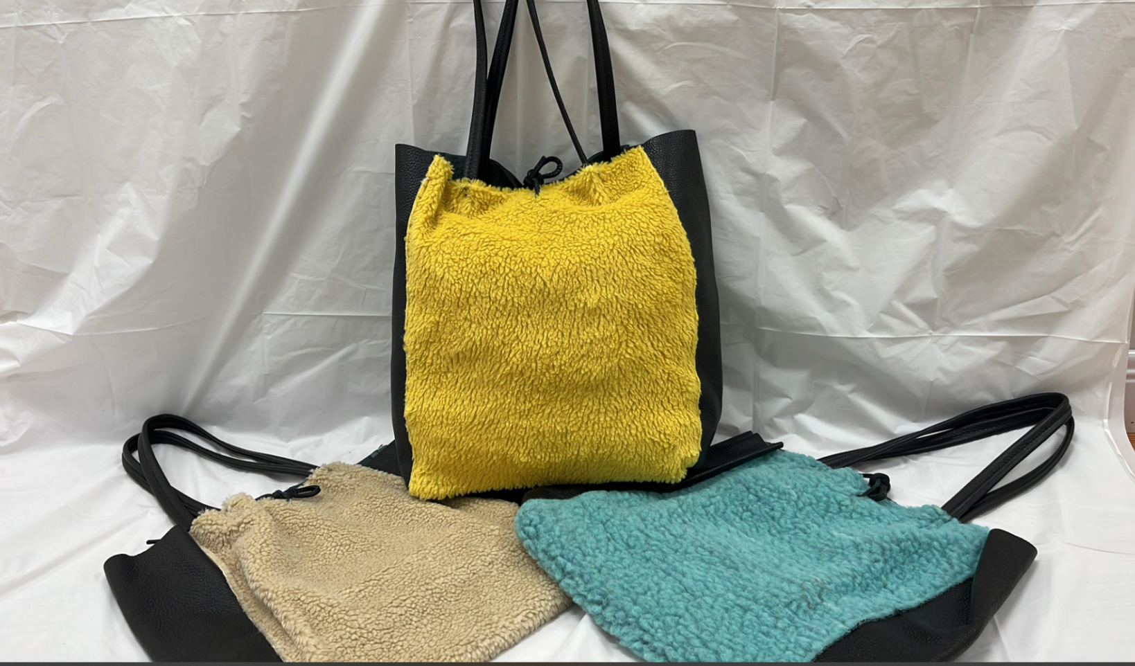 OF34 Italian Plush & Leather Tote Bag JIJOU CAPRI