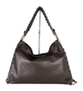 MI585 Dark Brown Leather Laced Hobo Bag