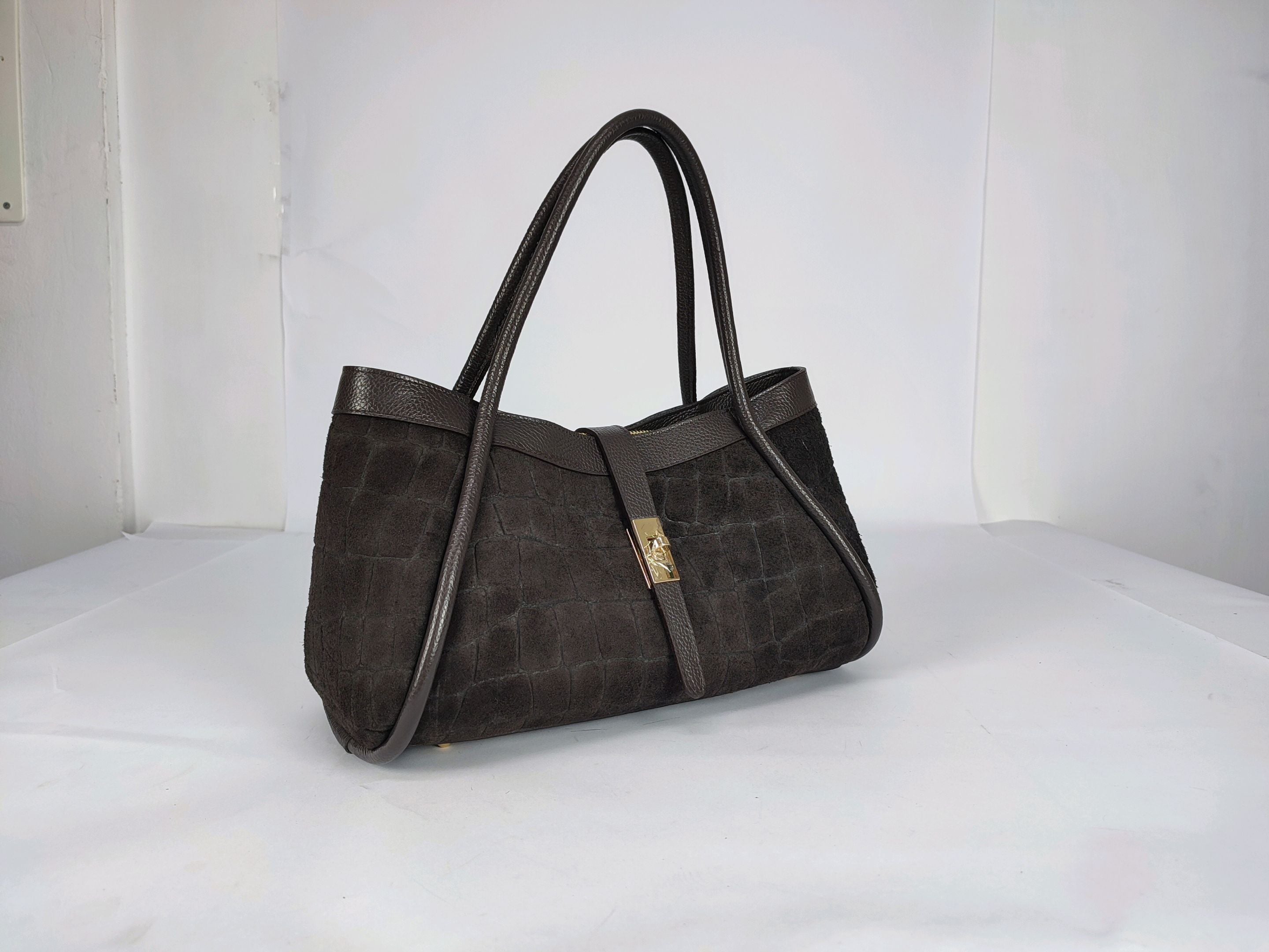 DM020 Dark Brown Suede Flap Bag