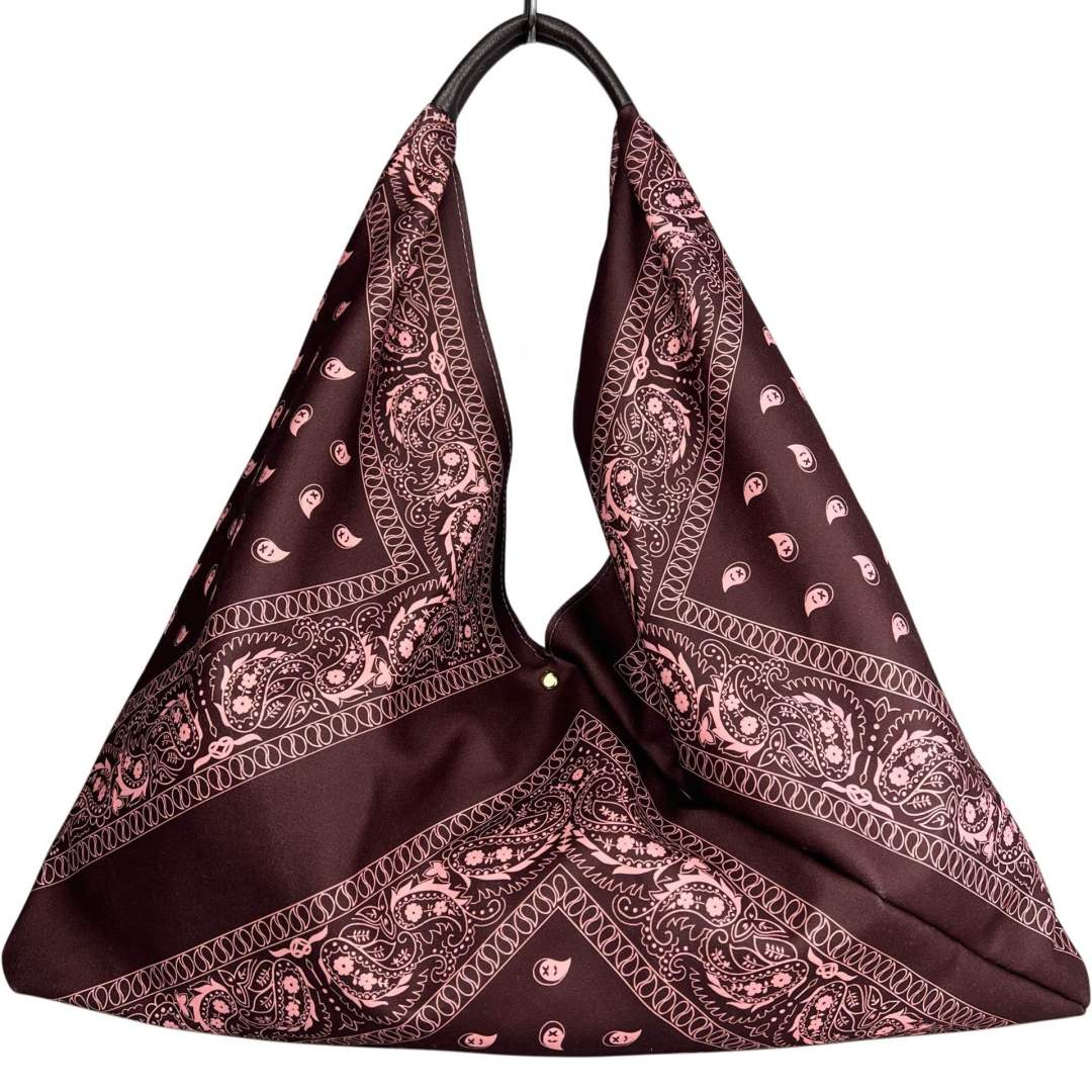 MI537 Burgundy & Pink Bandana Print Triangle Bag