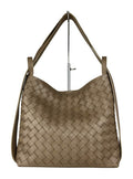 MI596 Dark Taupe Woven Leather Convertible Backpack