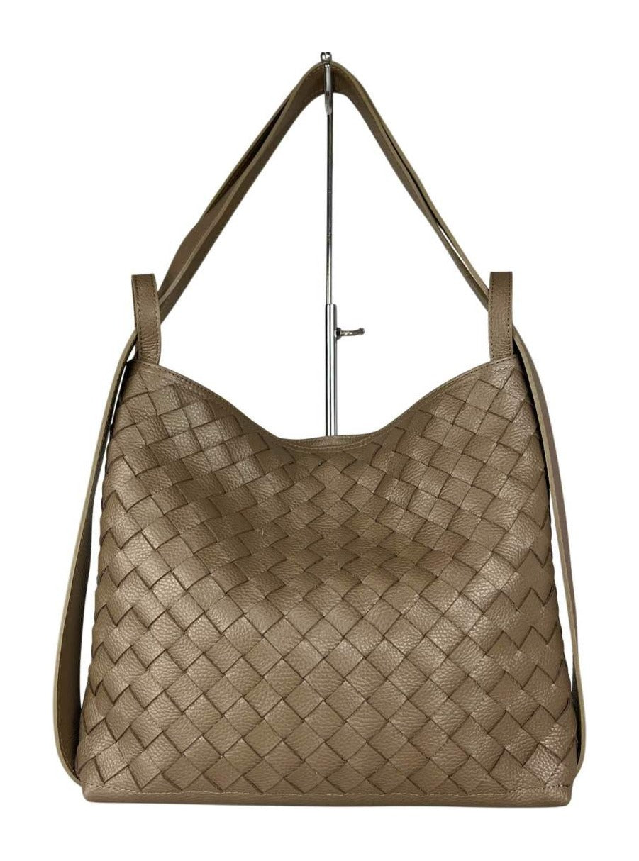 MI596 Dark Taupe Woven Leather Convertible Backpack
