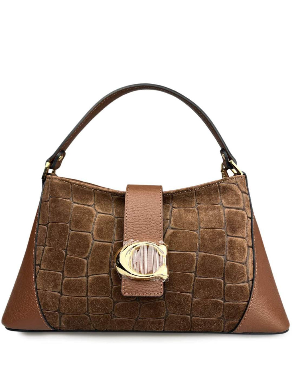 Mi206 Brown Croco-Print Accent Bag
