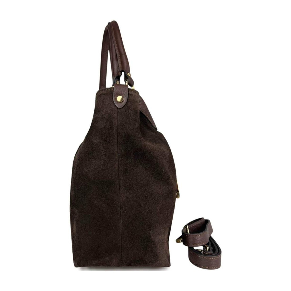 MI633 Dark Brown Suede Shopper Bag