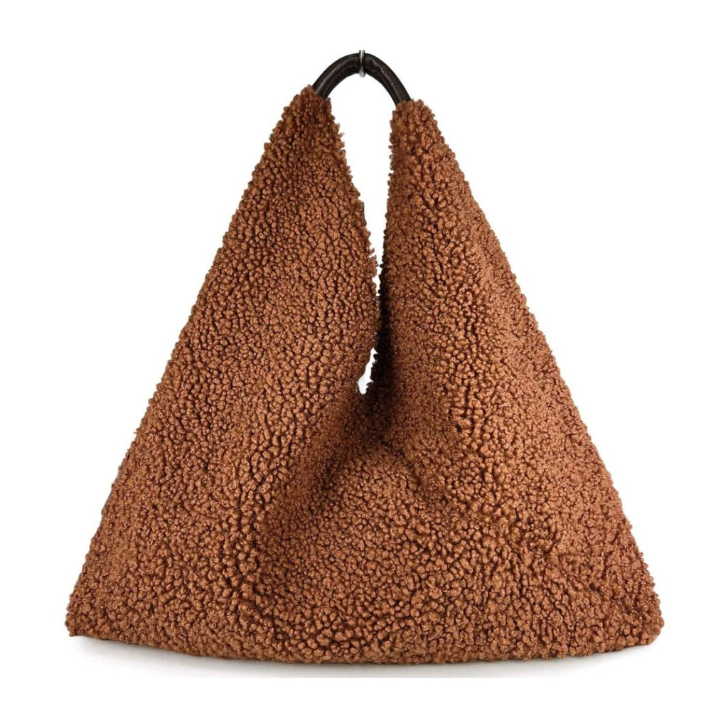 MI639 Brown Teddy Triangle Tote Bag