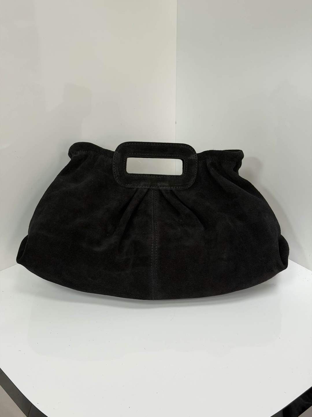 ST171 Black Ruched Suede Handle Bag