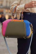 ZZ046 Khaki Multicolor Leather Handbag