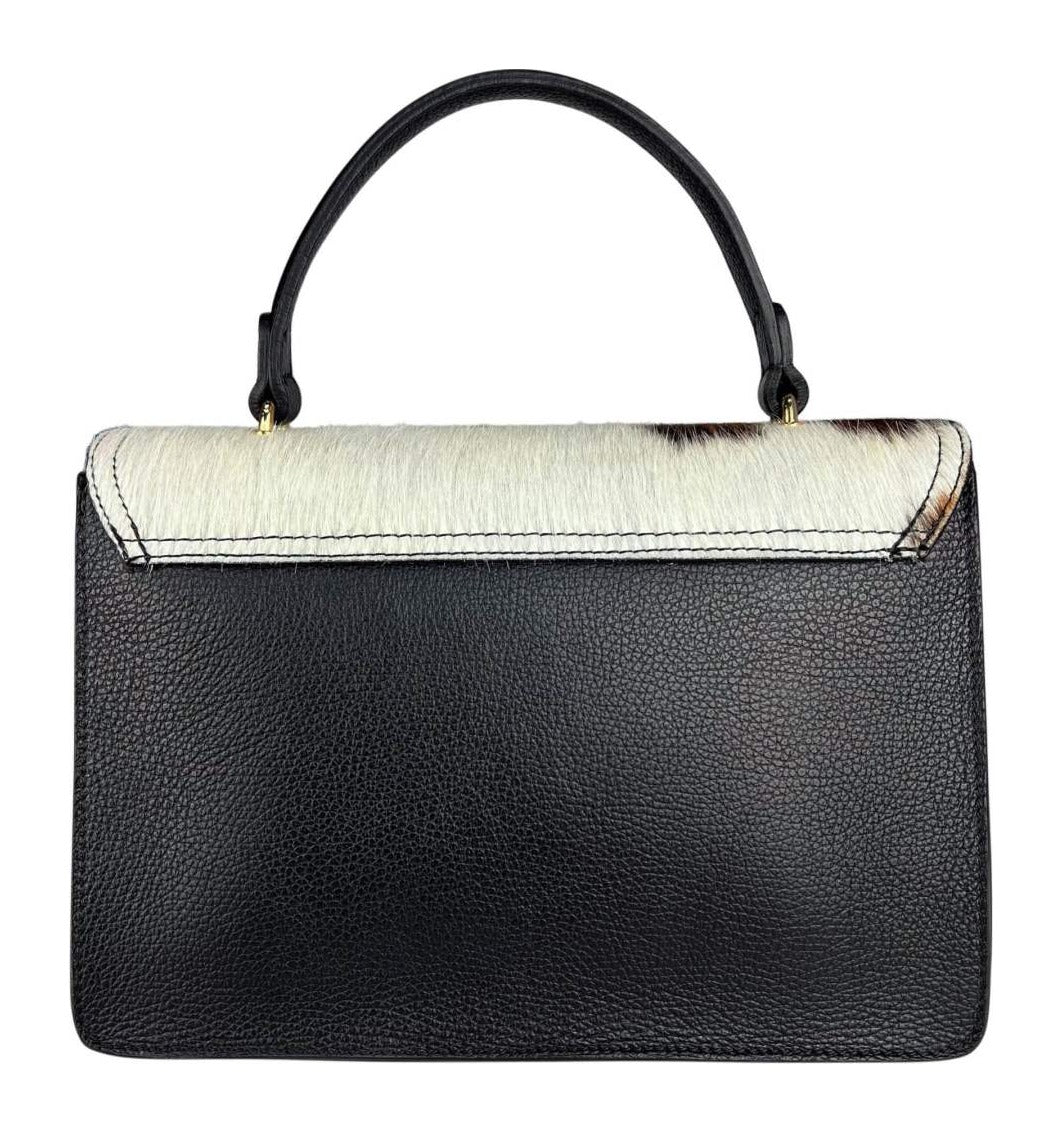 MI562 Cow Print Pony Hair Top Handle Bag