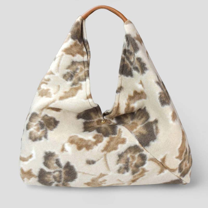 MESSB Italian Soft Sand Bloom Handbag w/ Leather Handle