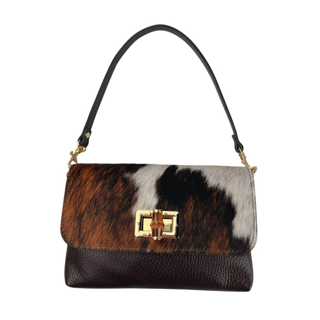 Mi249 Cow Print Pony Hair Bamboo-Handle Mini
