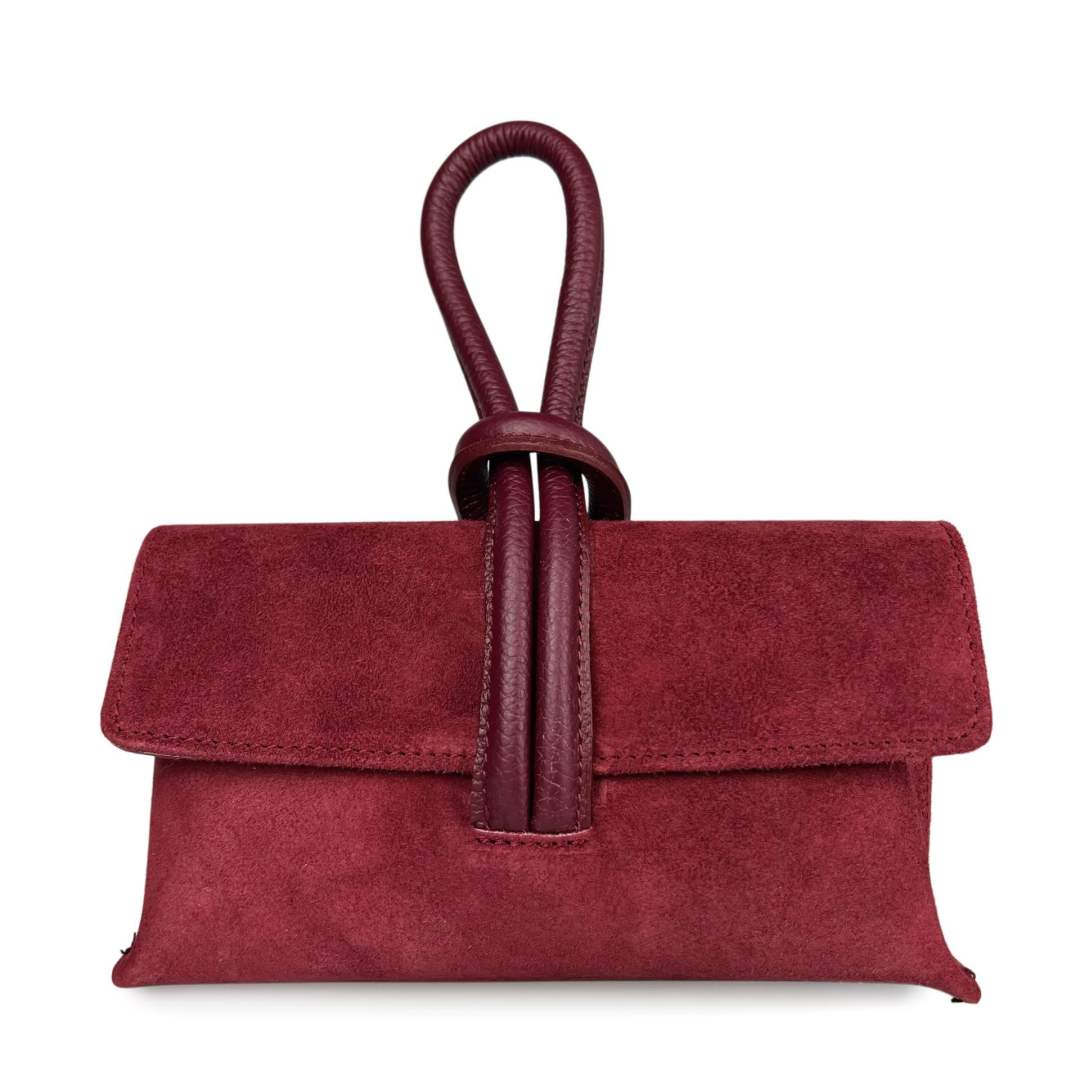 Mi112 Burgundy Suede Knot Pochette