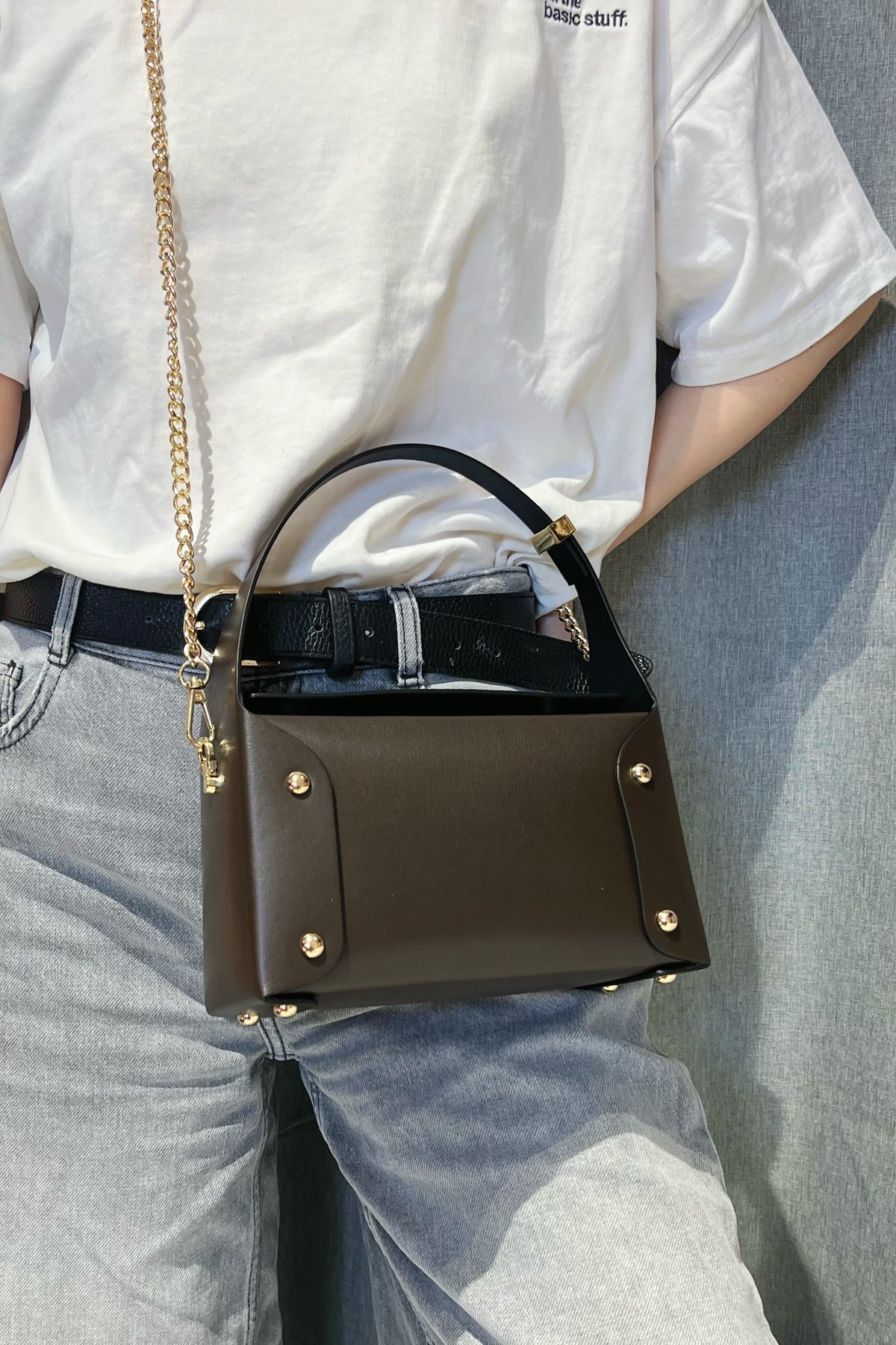 ZZ135 Brown Small Smooth Leather Handbag