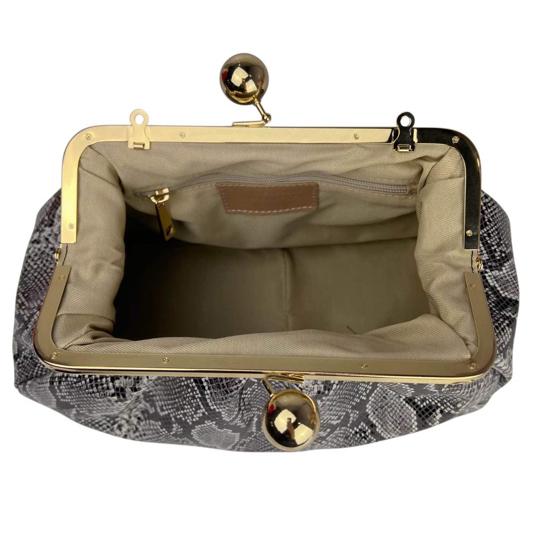 Mi267 Python Print Grey Clip Clutch