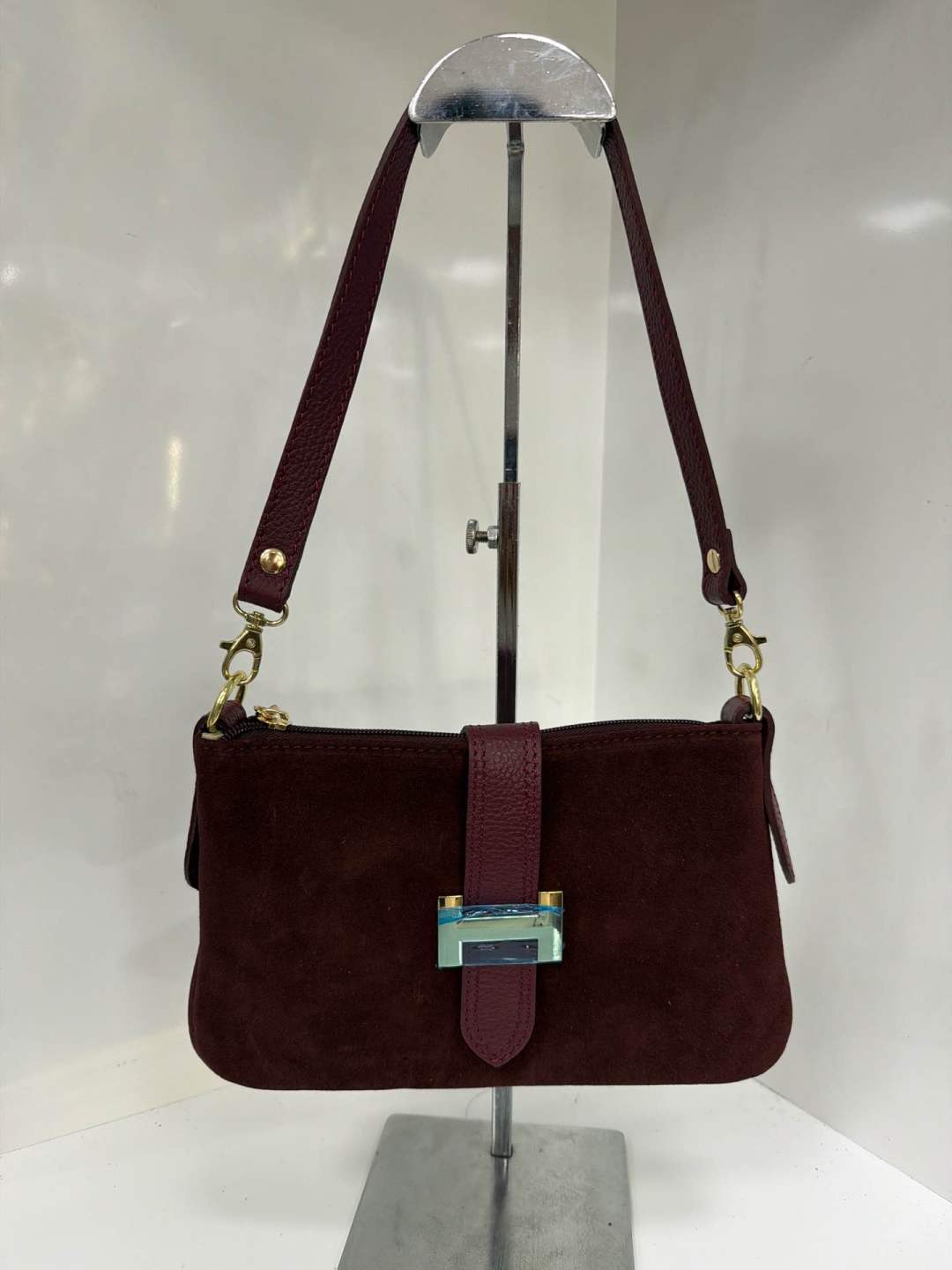 St039 Burgundy Hope Suede Bag