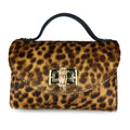 Mi251 Animal Print Brown Pony Hair Bamboo-Clasp Bag