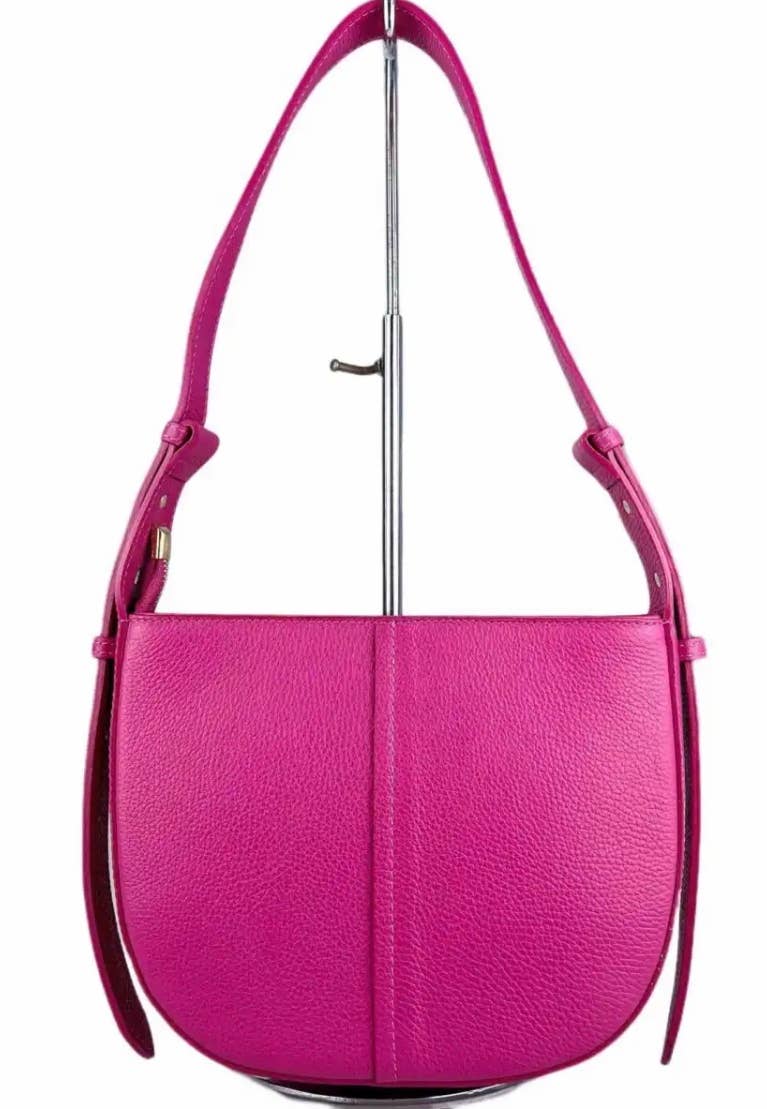 MINEOF Fuchsia Italian Leather Crossbody Bag JIJOU CAPRI