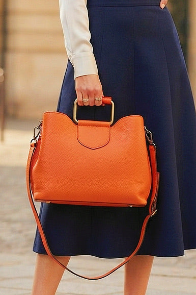 ZZ017 Rust Grained Leather Handbag