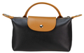 LOLOBLA Italian Leather Black Small Handbag w/ Snap Closure