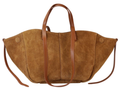 962 Italian Suede Leather Camel Travel  Bag w/ Leather Pouch