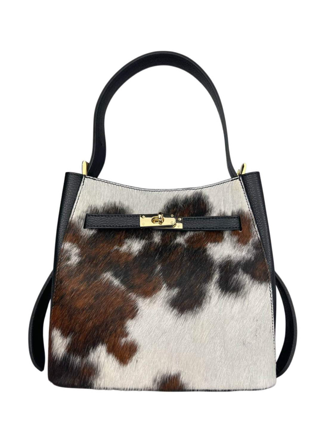 MI525 Cow Print Pony Hair Bucket Bag