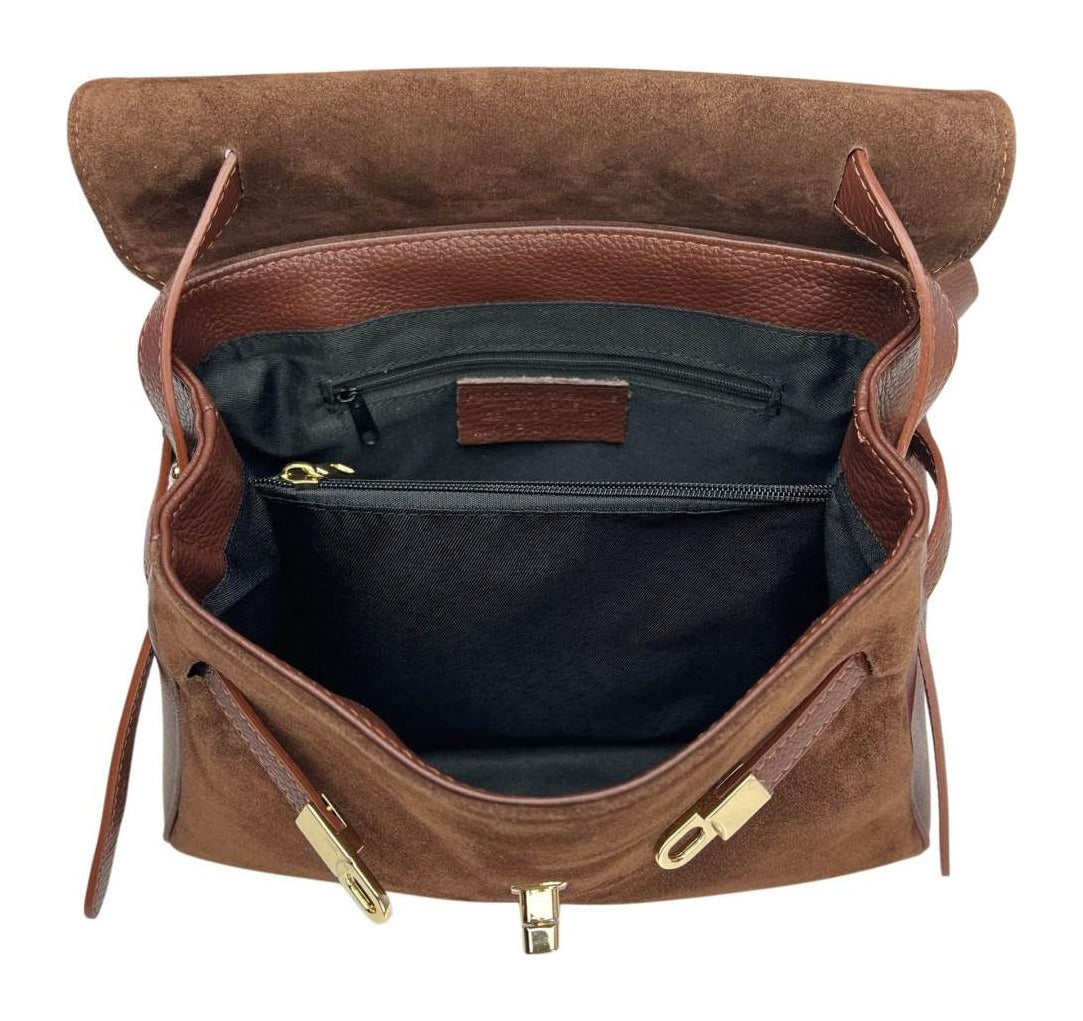 MI576 Mocha Suede Belted Shoulder Bag