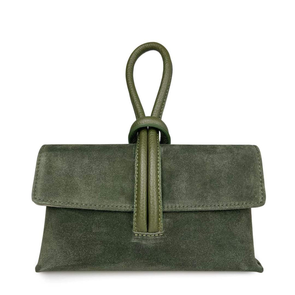 Mi108 Olive Suede Knot Pochette