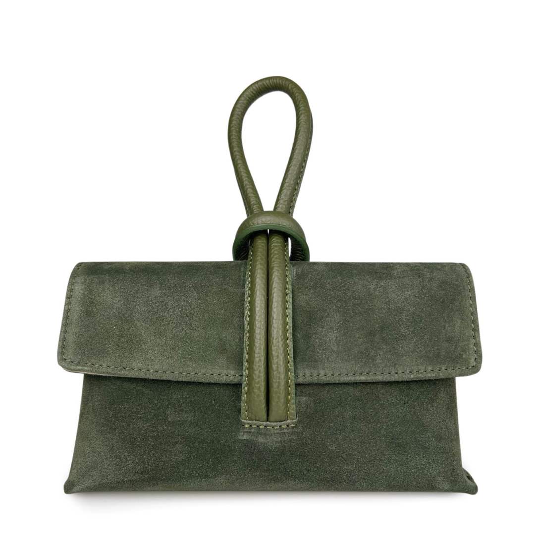 Mi108 Olive Suede Knot Pochette