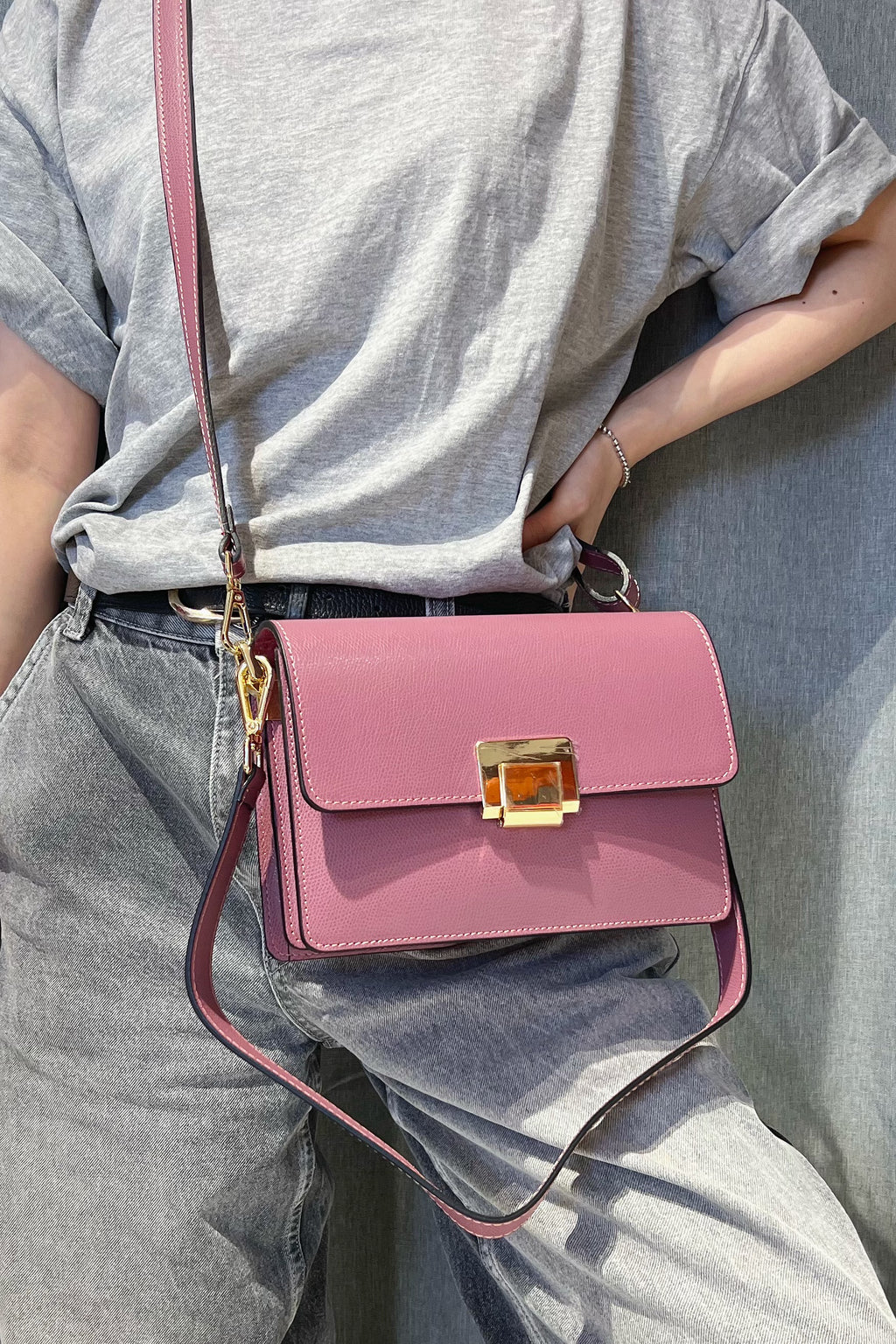 ZZ006 Dusty Pink Leather Handbag