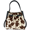 MI527 Brown & White Cow Print Pony Hair Bucket Bag