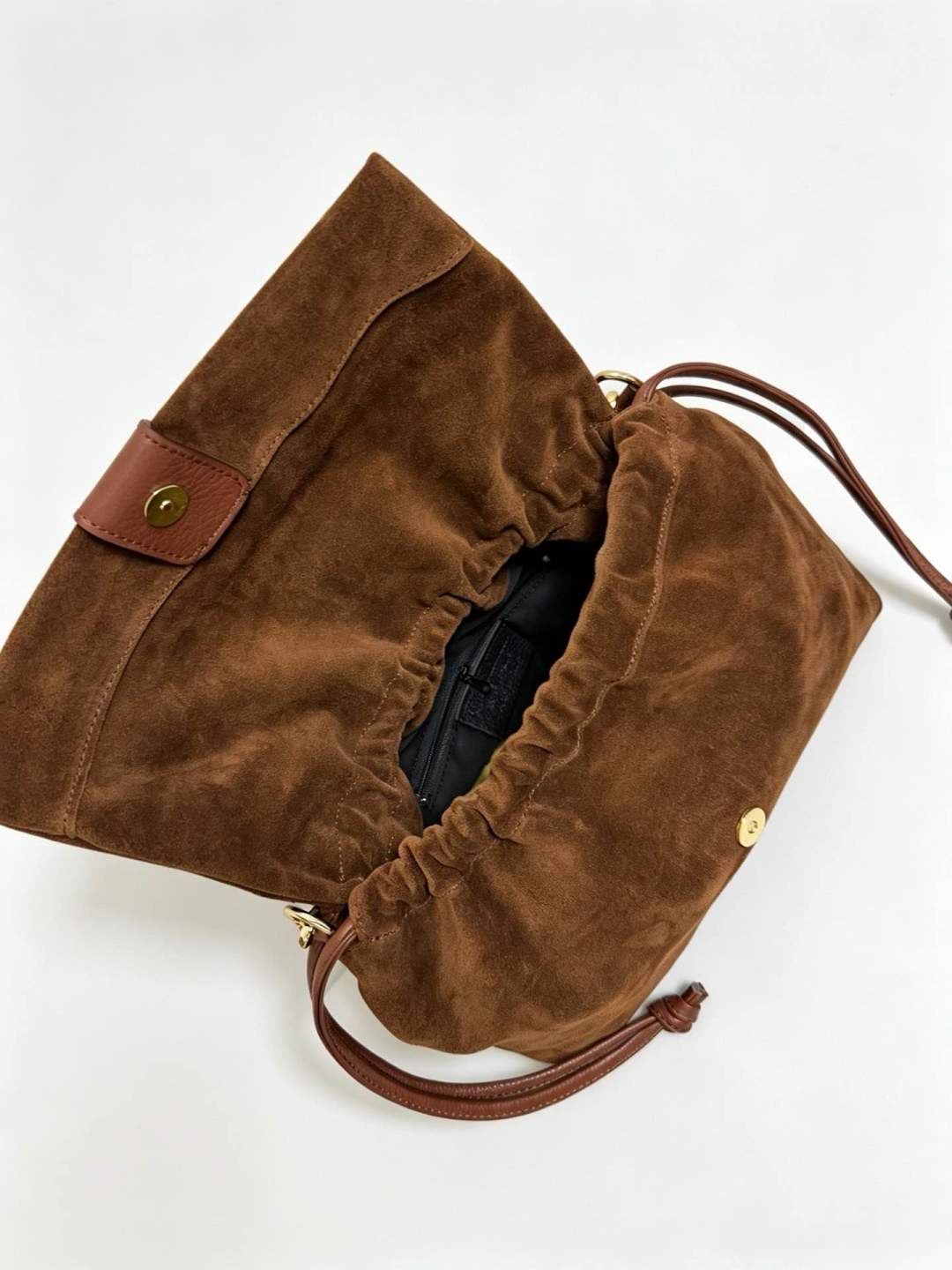 ST093 Brown Suede Flap Bag
