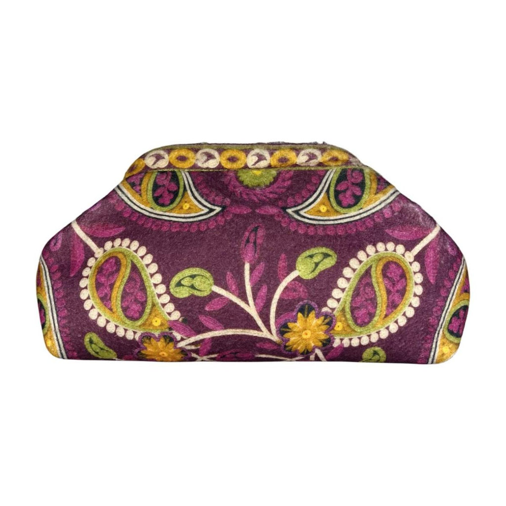 MI643 Plum Paisley Print Clutch Bag