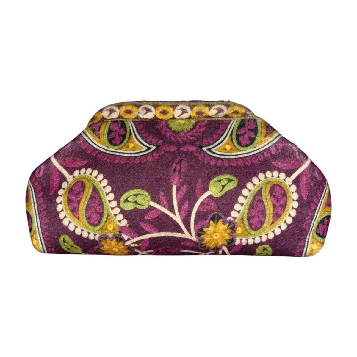 MI643 Plum Paisley Print Clutch Bag