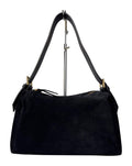 MI575 Black Suede Buckle Shoulder Bag