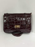 ST157 Burgundy Croco Print Leather Shoulder Bag