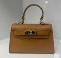 MELBC Camel Small Italian Leather Structured Lock Bag