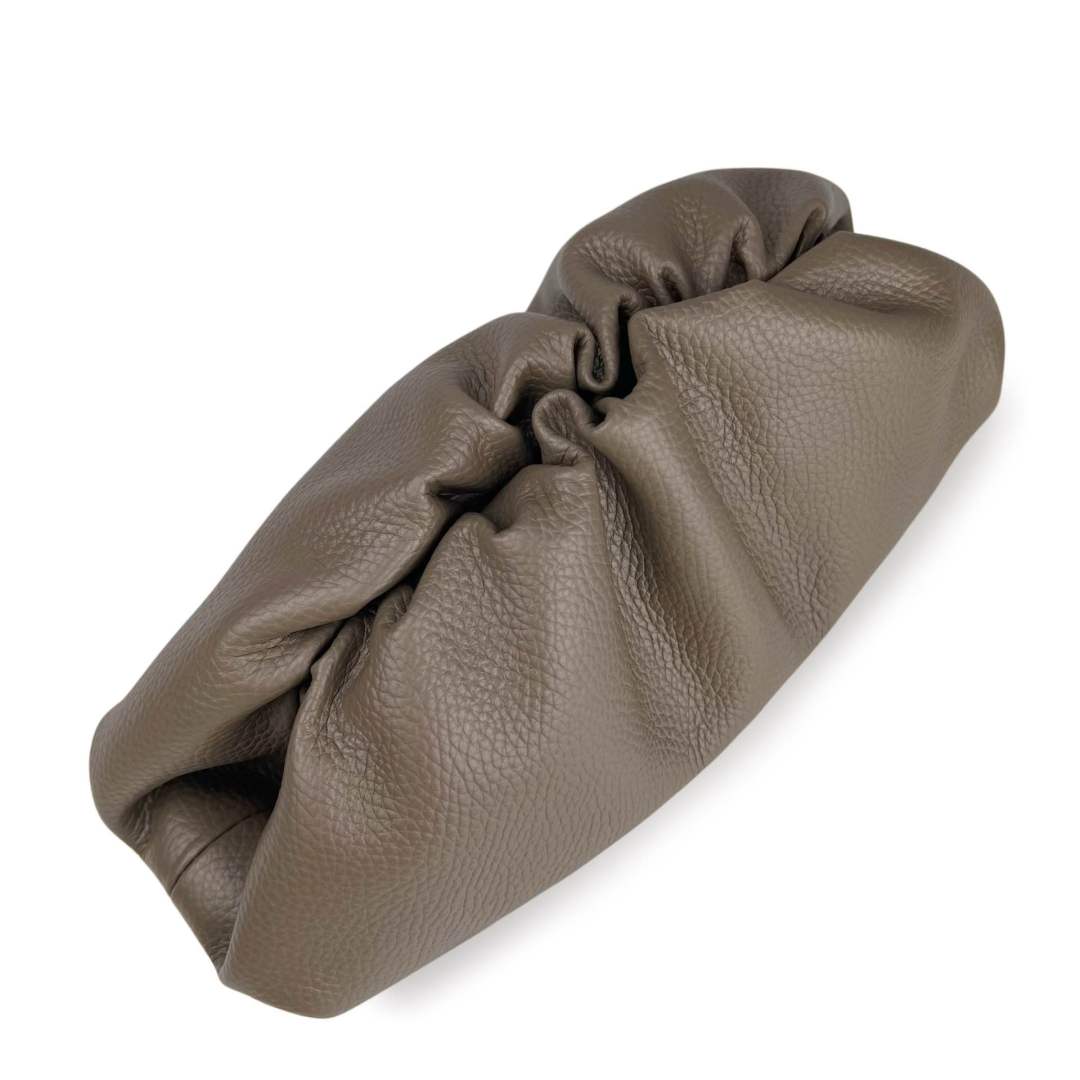 Mi257 Dark Taupe Pebbled-Leather Pouch