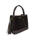 Mi144 Dark Brown Tasseled Suede Bucket Bag