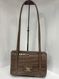 ST151 Dark Taupe Croco Print Leather Shoulder Bag