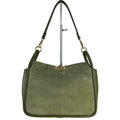 MI516 Olive Suede Bamboo Clasp Bag