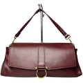 MI608 Burgundy Leather Flap Shoulder Bag