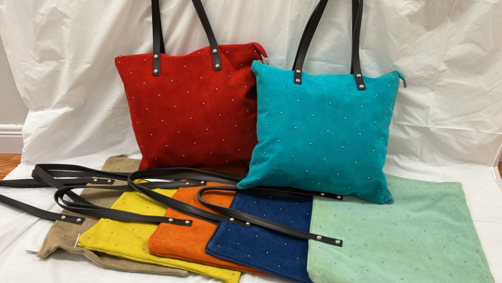 OF2 Italian Suede Studded Tote Bag JIJOU CAPRI